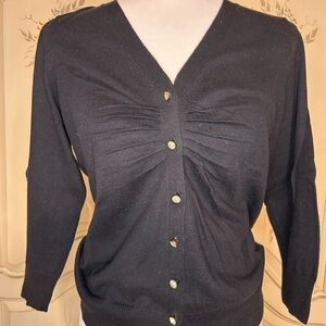 Talbots Black Button-Up Cardigan
